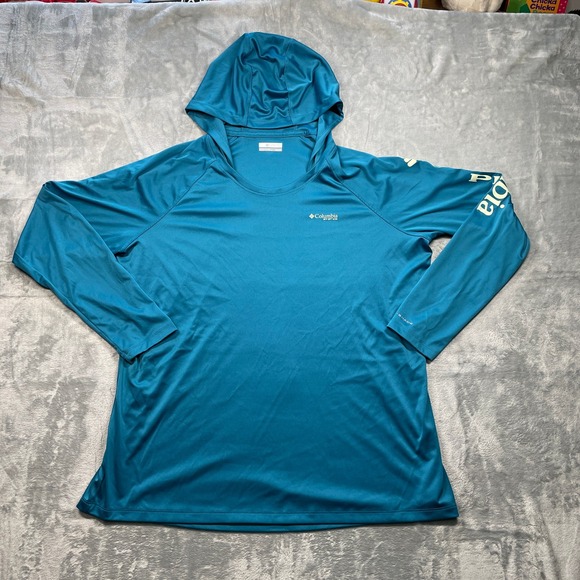 Columbia Other - Columbia Mens PFG Omni Shade Long Sleeve Hooded Sun Shirt Teal Polyester 2X